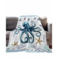 thumbnail image 2 of Flannel Fleece Throw Blanket Ocean Octopus Coral Starfish Lightweight Soft Plush Blankets,Sea Shell Nautical Compass Cozy Warm Throw Blanket for Couch Sofa Bed Car Office 40x50in, 2 of 9