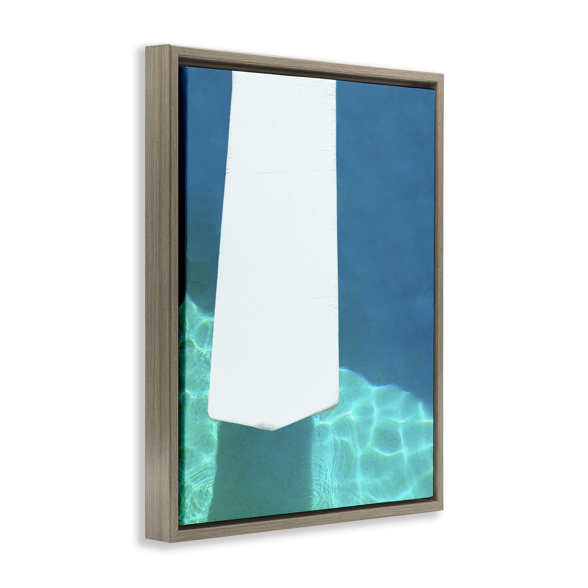 Stupell Industries Summer Diving Board Nautical & Beach Painting Brown Floater Framed Canvas Art Print Wall Art, 25 x 31