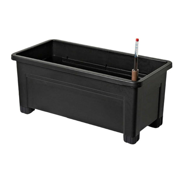 Maceta rectangular para plantas de interior y exterior, jardín y patio Negro Sin Patas
