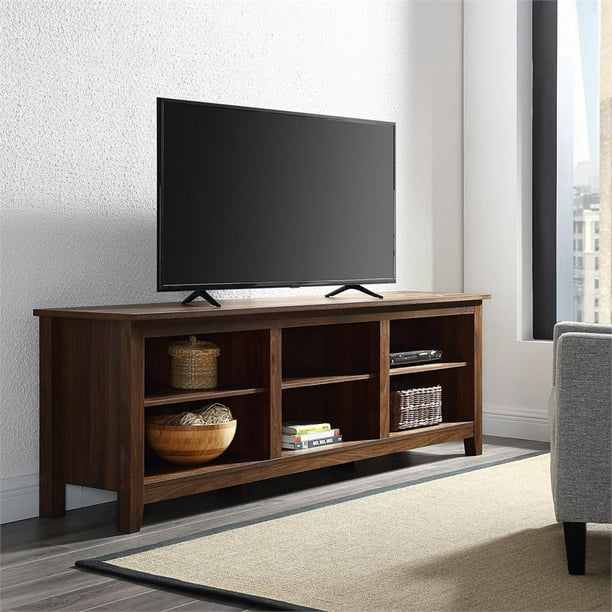 70 Inch Wood Media Tv Stand Storage Console In Dark Walnut Walmart Com Walmart Com