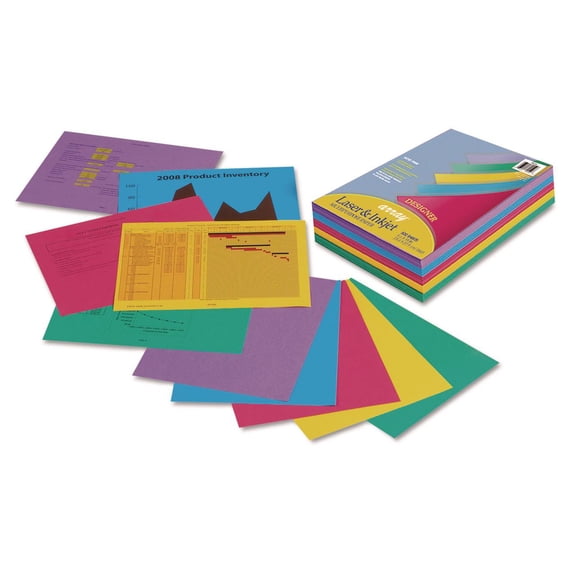 Pacon P101346 Array 24 lbs. 8.5 in. x 11 in. Colored Bond Paper - Assorted Designer Colors (500/Ream)