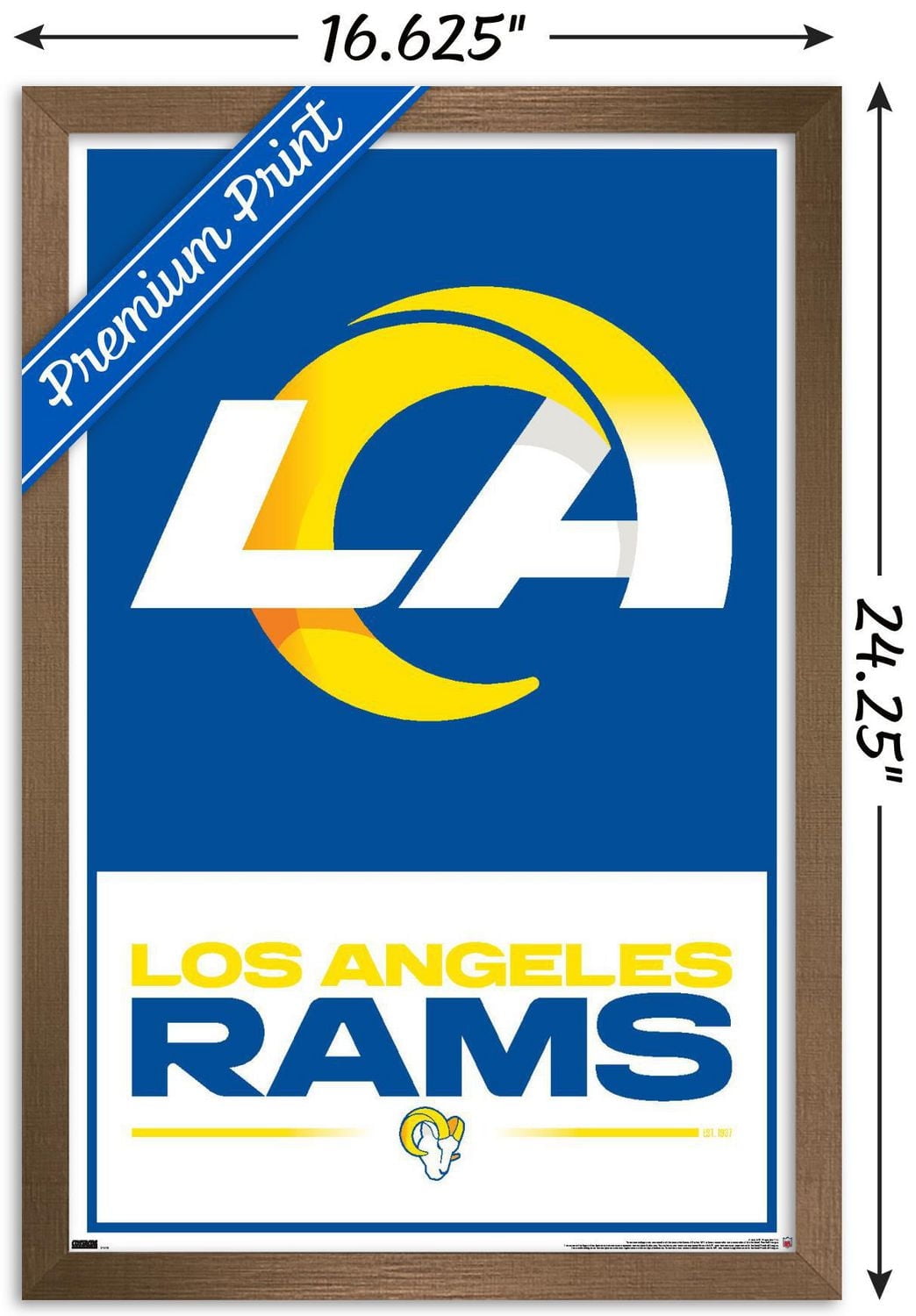 NFL Los Angeles Rams - Logo 21 Wall Poster, 22.375" x 34" Framed