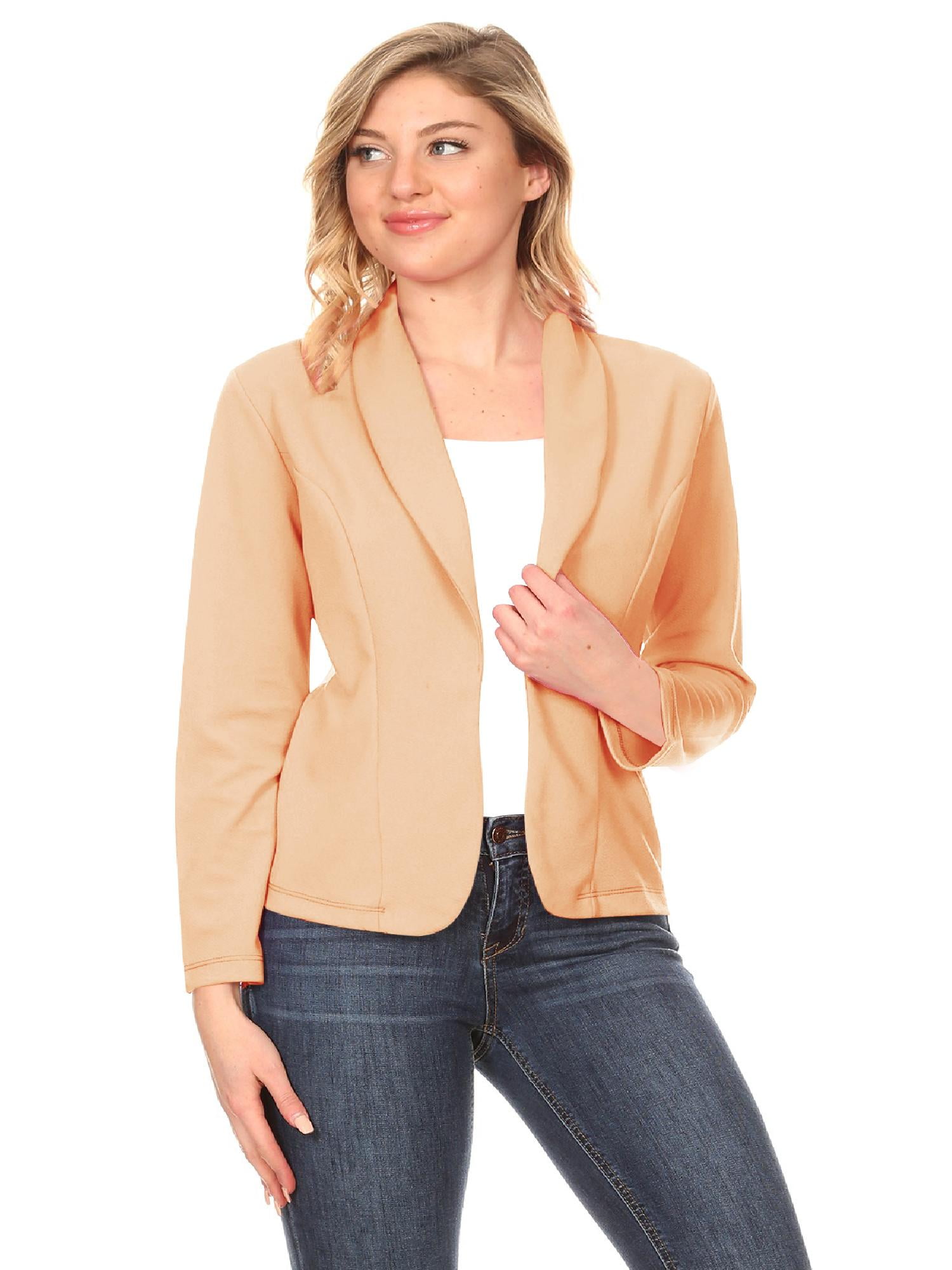 Women's Solid Casual Office Work Long Sleeve Open Front Blazer Jacket ...