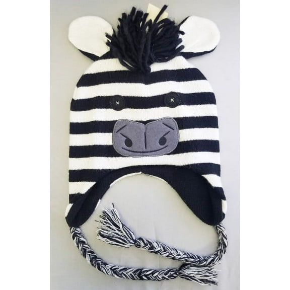 Zebra Peruvian Style Hat w/ Tassels (1 size, Child)