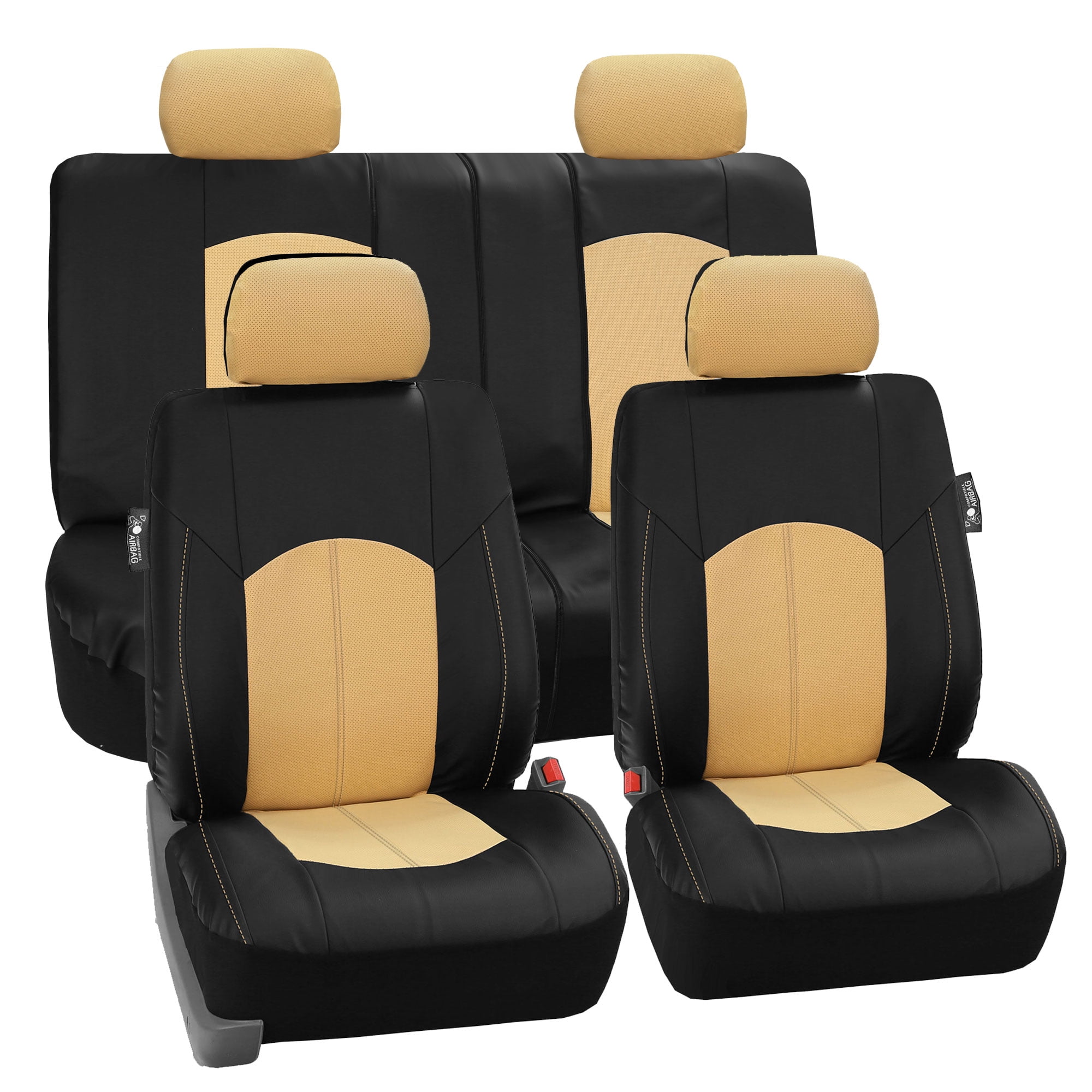 FH Group, Perforated Leather Seat Covers for Auto Car Sedan SUV Van