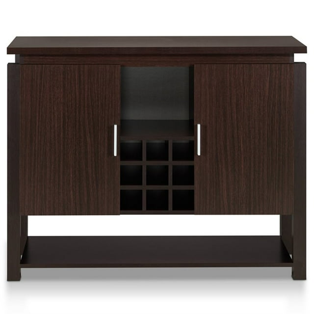 Furniture of America Yva Modern Wooden Wine Rack Buffet in Walnut