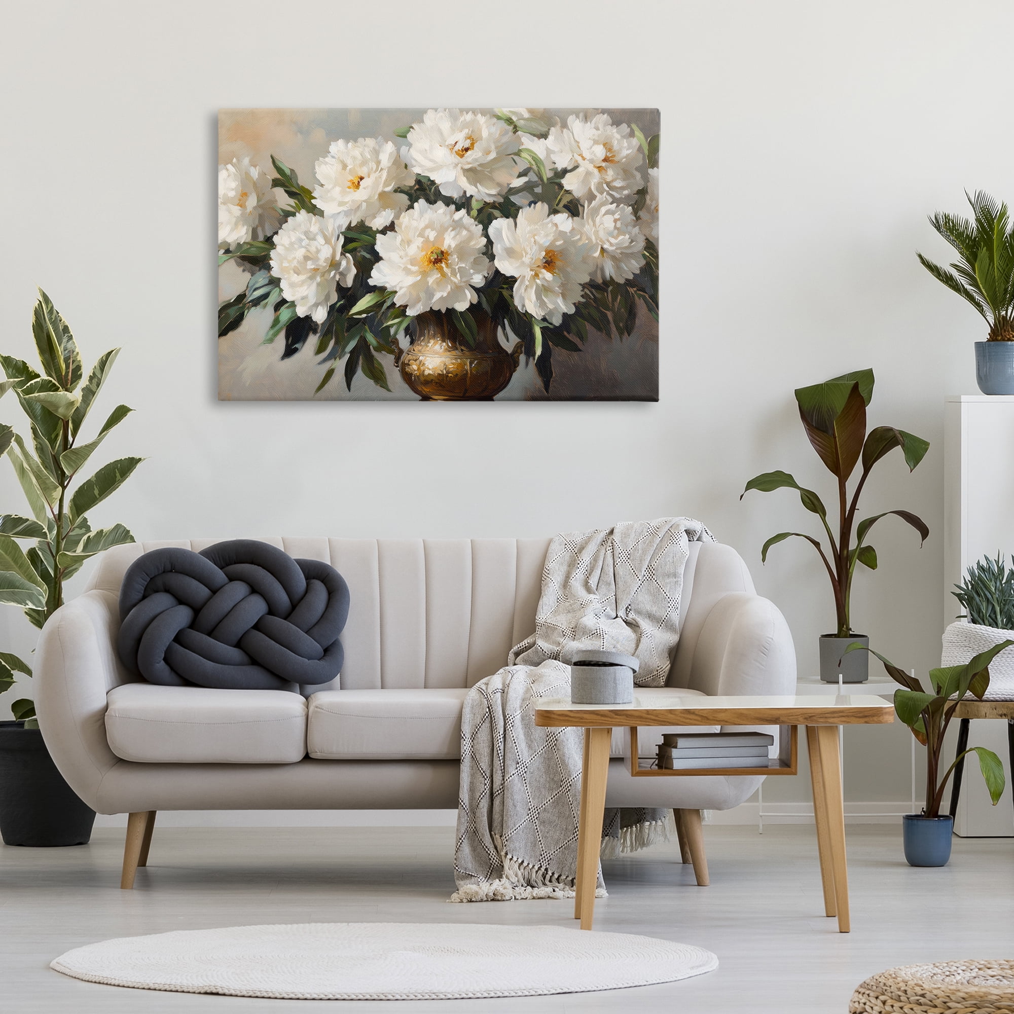 Stupell Industries Golden Vase with Peonies Canvas Wall Art, design by Petal Prints Design