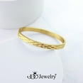 thumbnail image 3 of ‎555Jewelry Unisex ‎Stainless Steel Elegant Carved Shimmer Cut ‎Hinged Cuff Bangle Bracelets for Women and Men, Gold, 3 of 7