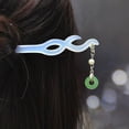 thumbnail image 3 of Vintage Chinese Style Cheongsam Hair Accessories: Handmade Hanfu Acetate Hairpin with Jade Flower Tassel, 3 of 5