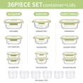 thumbnail image 2 of 36 Pcs Glass Food Storage Containers with Tempered Lids Set, Borosilicate Oven-Safe(-4°F~950°F), Airtight Meal Prep Lunch Box Containers (18 Containers & 18 Lids), Green, 2 of 7