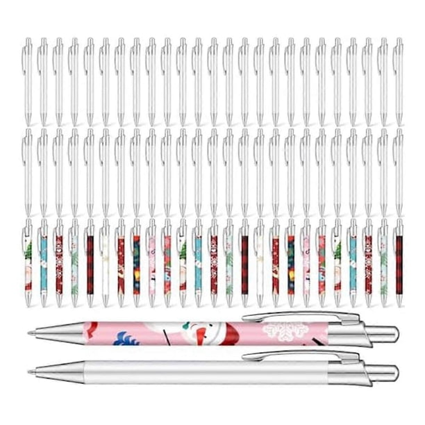50 unidades de bolígrafos de sublimación en blanco para transferencia térmica, bolígrafos de sublimación con envoltura retráctil, material escolar y de oficina.