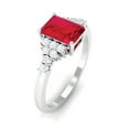 thumbnail image 4 of Emerald Cut Lab Created Ruby Ring with Diamond for Women (5X7 mm), 10K White Gold, US 4.00, 4 of 9