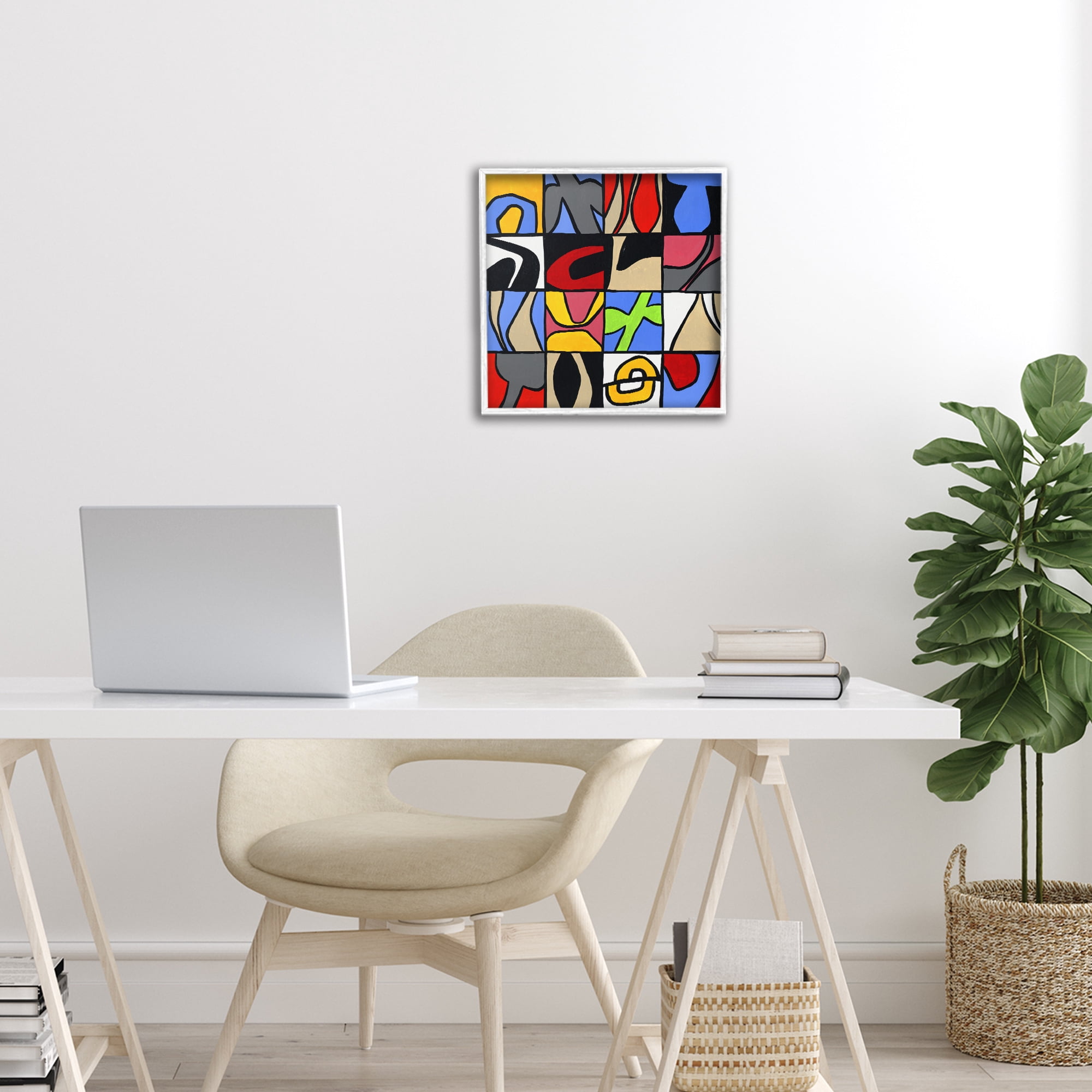 Stupell Industries Alternating Contrast Shapes Abstraction White Framed Giclee Art, design by Ruth Fromstein