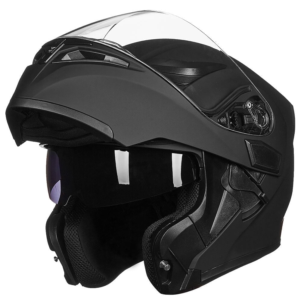 dual face shield motorcycle helmets WCL 3/4 W/ Flip Down Faceshields Helmet & Scooter Helmet Matt Black Only 1.8lb / 1000g FMVSS 571.218 (DOT) certified TCMT Vivid Black DOT Full