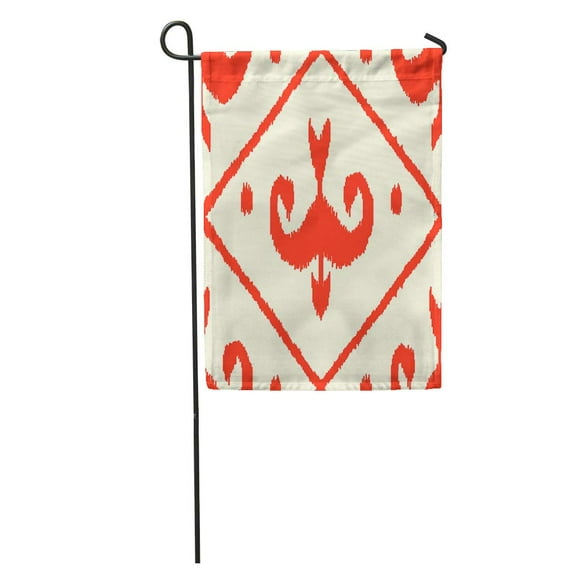 POGLIP Pattern Ikat Middle East Traditional Silk in Red and White Garden Flag Decorative Flag House Banner 12x18 inch