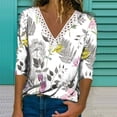 thumbnail image 2 of USSUMA Boho Tops for Women Gradient Floral Print Women Tops Long Sleeve V Neck Loose Fit Women Blouses and Tops Fashion, 2 of 5