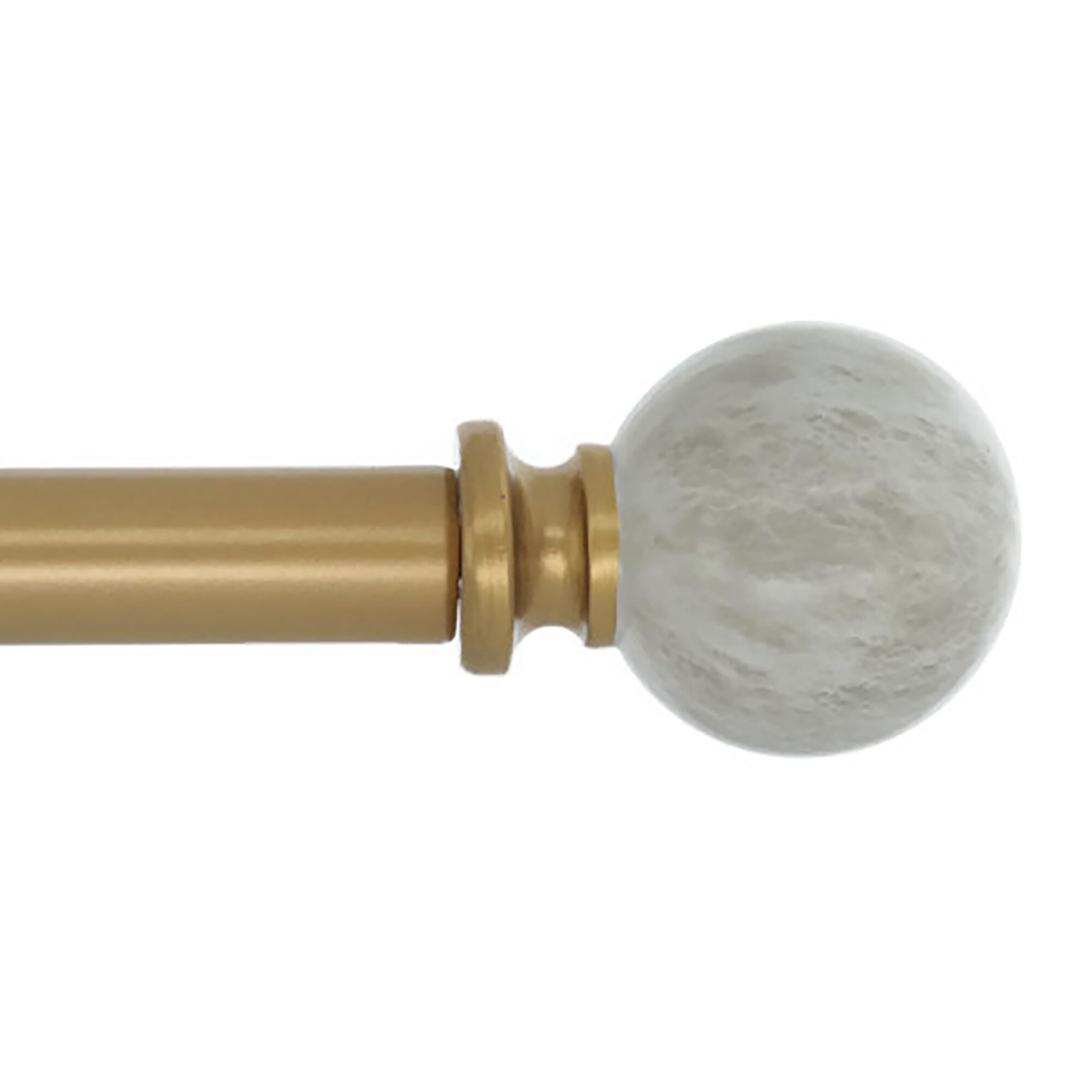 MERIVILLE 1" Single Curtain Rod Set, Adjustable 28–48 Inches, Spanish White Marble Ball Finials, Gunmetal