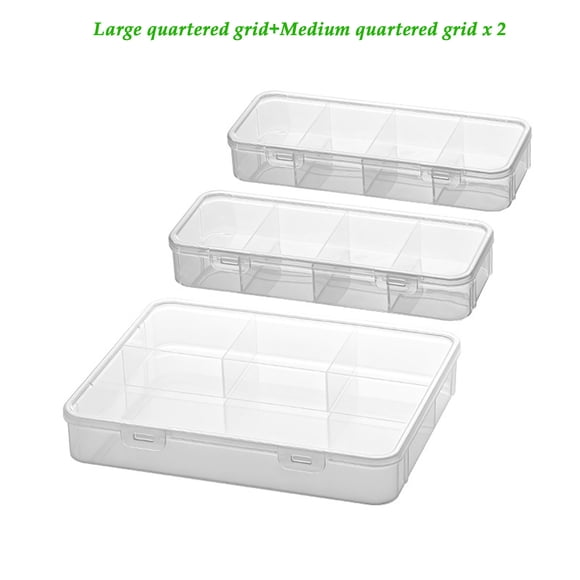 Organizador de almacenamiento para cajas de lápices de plástico extra grandes, contenedor translúcido apilable para material de oficina transparente, manillas con cierre de presión, 2 tamaños, 1 juego