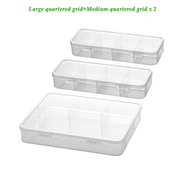 Organizador de almacenamiento para cajas de lápices de plástico extra grandes, contenedor translúcido apilable para material de oficina transparente, manillas con cierre de presión, 2 tamaños, 1 juego