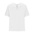 thumbnail image 5 of Cotton Linen Tops for Women Loose S-3X Plus Size Collared Shirt Summer Short Sleeve Casual Plain Tees T-shirt (White #1, XX-Large), 5 of 6