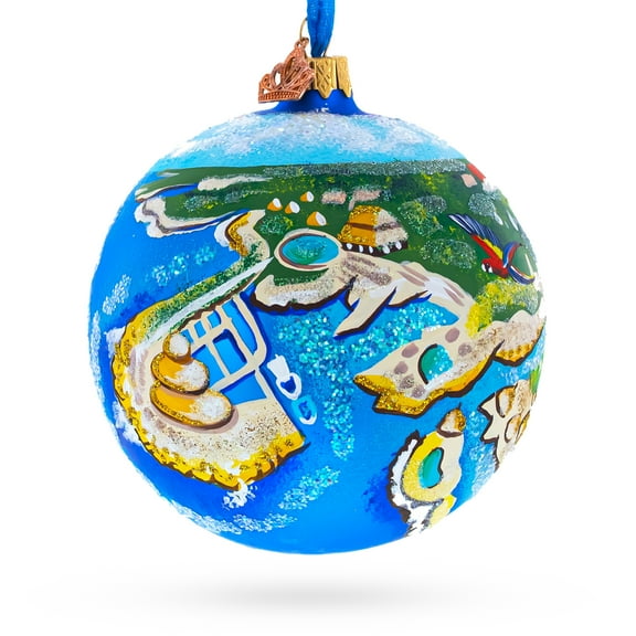 Theme Park at Riviera Maya, Playa del Carmen, Mexico Glass Ball Christmas Ornament 4 Inches