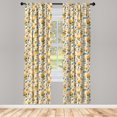 thumbnail image 4 of Ambesonne Skull Window Curtains, Colorful Floral Gothic Item, Each 28" W x 63" L, Earth Yellow Sea Blue, 4 of 4