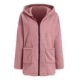 thumbnail image 4 of felwors Women's Sherpa Hooded Jacket - Fuzzy Fleece Zip Up Coat with Pockets, Casual Warm Outerwear for Winter Pink, S, 4 of 8