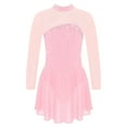thumbnail image 4 of MSemis Girls Shiny Figure Ice Skating Dress Long Sleeve Tulle Mock Neck Ballet Pink 12, 4 of 5