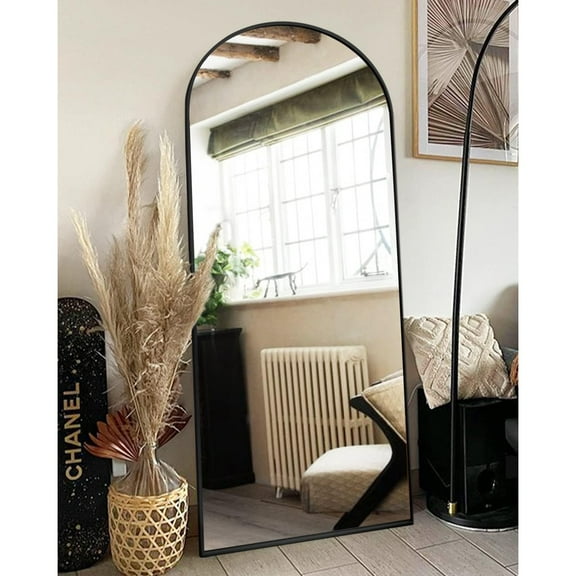Full Length Mirror with Stand, 30"x71" Floor Mirror Freestanding, Arched Wall Mirror, Oversized Mirror Full Length, Black Arch Mirror Full Length, Black