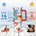 thumbnail image 4 of 40oz Cute Red Strawberry Stainless Steel Flip Straw Tumbler Spill Proof Travel Cup Double Wall Vacuum Insulated Coffee Mug with Top Handle, 4 of 6