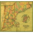 thumbnail image 2 of Vintage Maps 13x12 White Modern Wood Framed Museum Art Print Titled - New England States 1854, 2 of 4