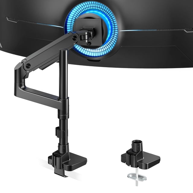 ARES WING Single Monitor Arm Desk Mount for 17-49 Inch Ultrawide Monitors, Heavy Duty Single Monitor Arm Holds 44 lbs, Full Motion Gas Spring Vertica