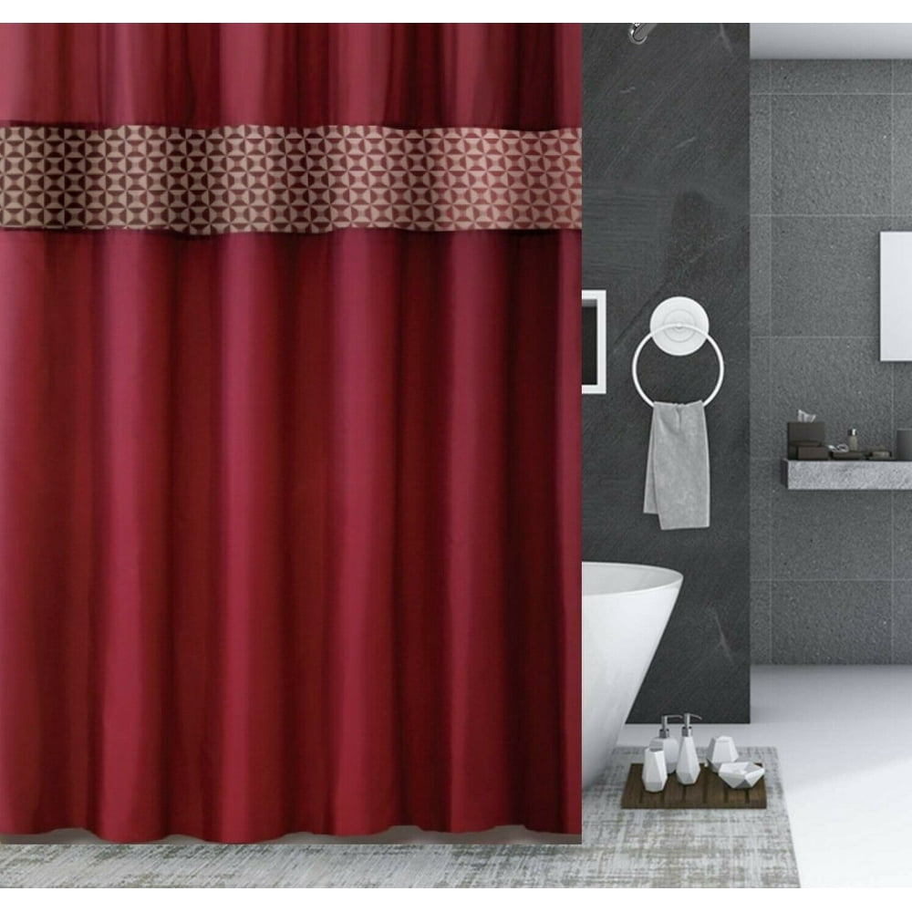 13PC FRESCO BURGUNDY Hotel Desing Collection Bathroom Shower Curtain
