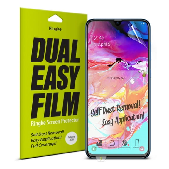 Galaxy A70 Screen Protector, Ringke [Dual Easy Film] [2 Pack] 6.7" (2019)