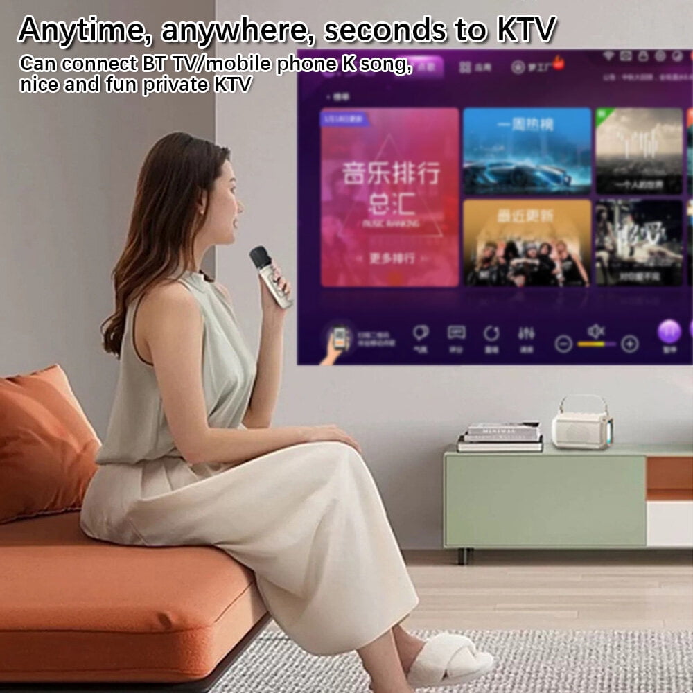 Mini Karaoke Machine with 2 Wireless Microphones Portable BT Speaker Rechargeable 5W LED Colorful Changing Lighting Handheld Mic Karaoke Speaker Gifts for Girls Boys Birthday Party Home KTV Set