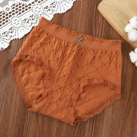 

Womens Panties Women Pure Cotton Crotch Panties High Elastic Seamless Seamless Breathable Briefs Orange One Size