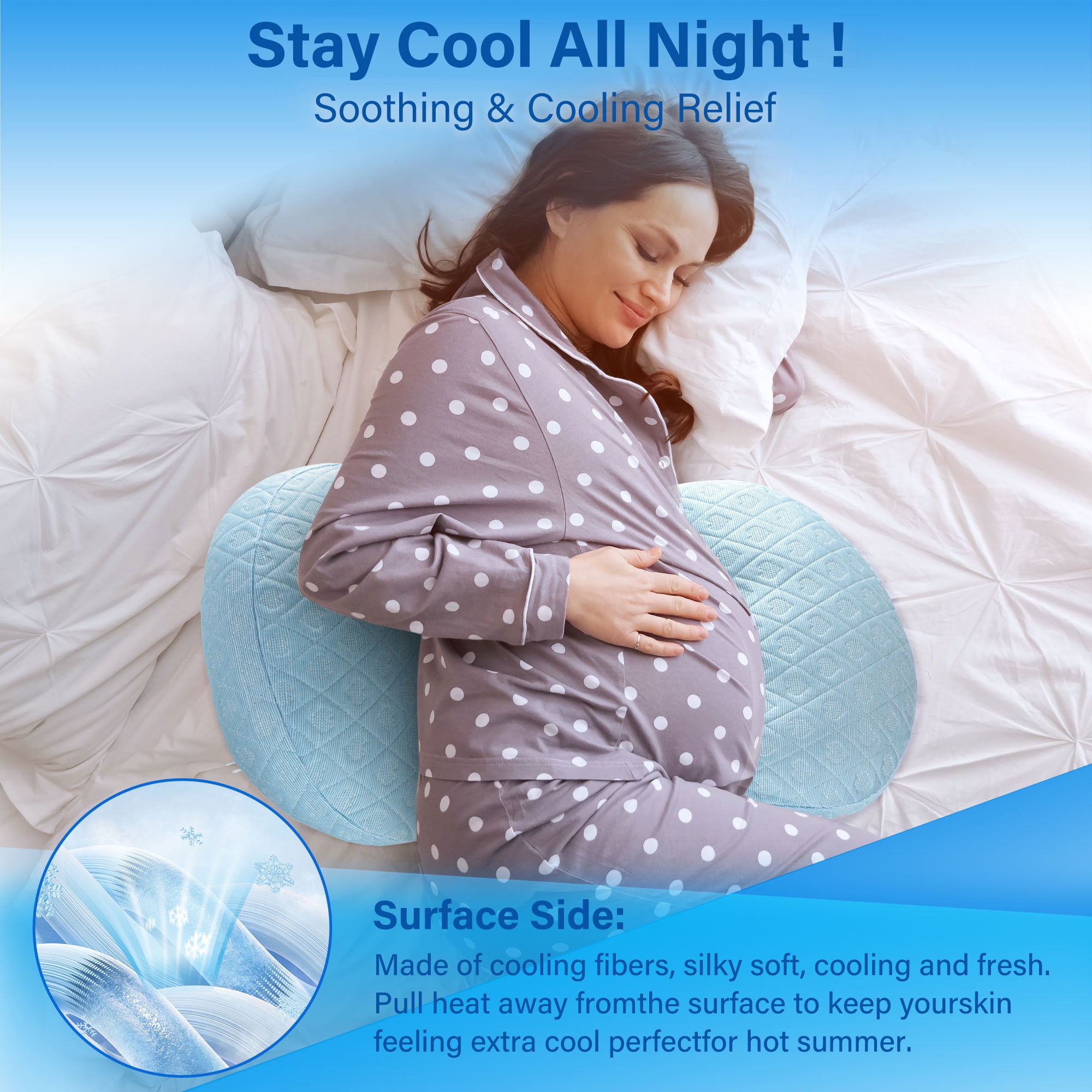 CZL Pregnancy Pillow for Women Sleeping, Ergonomic Maternity Body Support for Back, Belly, Legs, Hips, Small Portable Pregnancy Pillows with Detachable & Washable Cover (Light Blue)