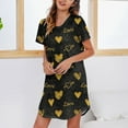 thumbnail image 3 of Gibobby Pijama algodón mujer Camisón de manga corta con estampado y cuello redondo para mujer, camisón cómodo(Negro,CH), 3 of 5