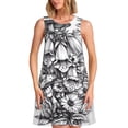 thumbnail image 1 of Xecao Illustration Botanique Monochrome pour Robes d'Été pour Femmes Robes Décontractées de Plage Sans Manches T-Shirt Robe Évasée avec Poches, 1 of 7