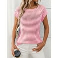 thumbnail image 4 of jinghuiyue Women's Crewneck Sweater Vest Hollow Out Cap Short Sleeve Knit Crochet Shirts Beach Cover Up Summer Pullover Tops L, 4 of 5
