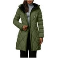 thumbnail image 3 of TKLPEHG Long Puffer Coat Women Hooded Winter Quilted Jackets Thicken Fleece Lined Parka Warm Down Jacket Windproof Outerwear (Green,XXXXXL), 3 of 8