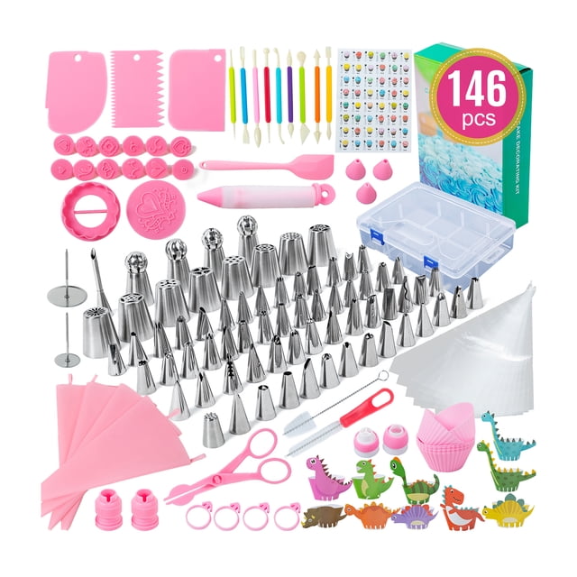 Mistaha 146 PCS Cake Decorating Supplies Kit Cupcake Decorating Kit Numbered Icing Tips Russian Korean