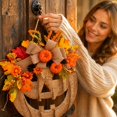 thumbnail image 3 of 14‘’ Pumpkin Wreath for Front Door, Rustic Fall Pumpkin Garland Hanging Decoration for Front Door, Pinecones & Bow for Halloween Thanksgiving Farmhouse Decor, 3 of 10