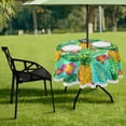 thumbnail image 6 of Coolnut 60in Outdoor/Indoor Waterproof Spillproof Round Tablecloth with Umbrella Hole Zipper for Camping Picnic Party Patio Table Spring, Beautiful Pineapple, 6 of 7