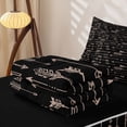 thumbnail image 5 of Erosebridal Boho Arrow Zipper Full Size Comforter Sets with Fitted Sheet and 2 Pillowcases, Vintage Lodge Cabin Zipper Bedding Set, Blush Black, Black Reversible, 5 of 7