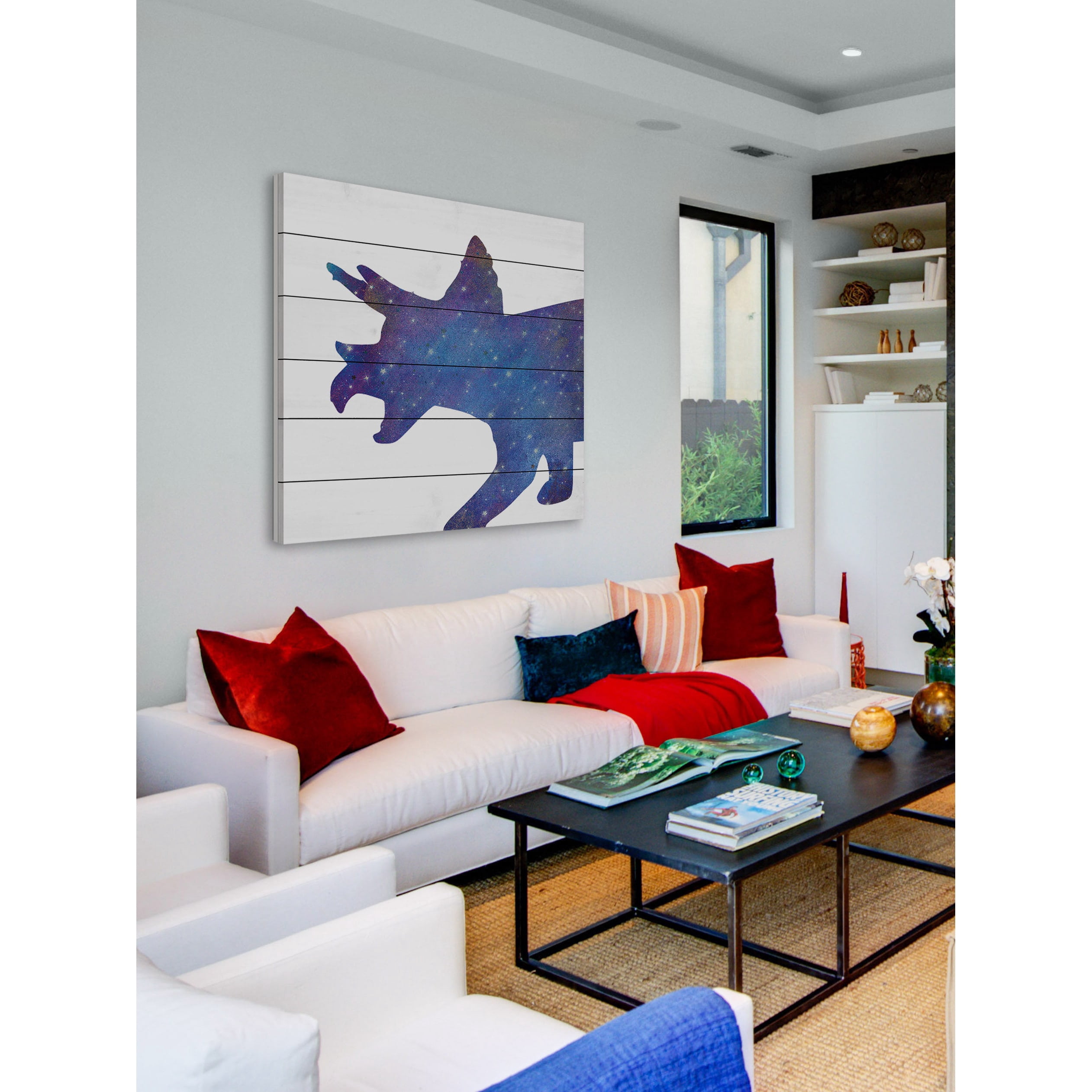 Marmont Hill "Dino Gala x y" By Diana Alcala Painting Art Print On White Wood, 40.0" x 1.5"