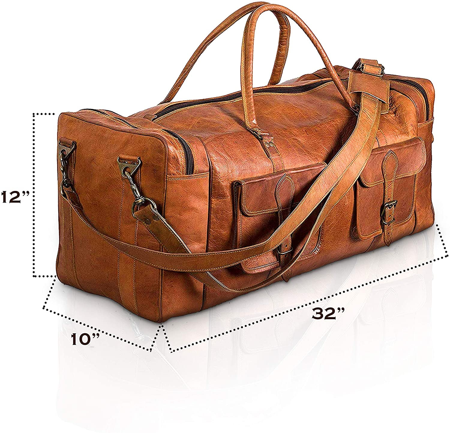32-Inch Large Leather Duffel Bag for Men – Travel Holdall, Overnight Gym & Weekend Sports Bag