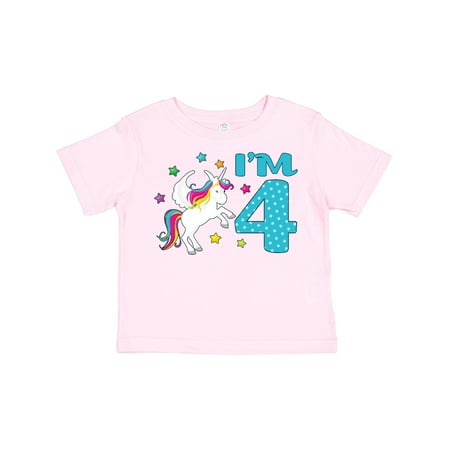 

Inktastic I m Four- Unicorn 4th Birthday Gift Toddler Boy or Toddler Girl T-Shirt