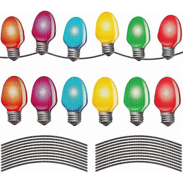 Reflective Christmas Car Magnet Set, Christmas Holidays Car Bulb Shape Magnets for Refrigerator Mailbox Car Christmas Ornaments 12-Pack
