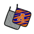 thumbnail image 2 of Letter A Monogram - Orange Blue Tiger Stripe Pair of Pot Holders, 2 of 2